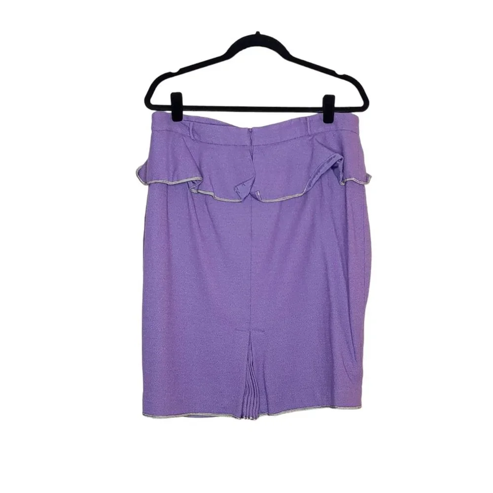 Treslise Cooper Size 16 Purple Wool Blend Frill Office Pencil Straight Skirt - Picture 2 of 4